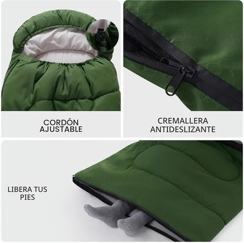 Vista 4 de Camping Sleeping Bag for Adults 3-4 Season, Cold Weather Rated Sleeping Bag Waterproof Windproof with Inflatable Pillow, Breathable Foot Zipper