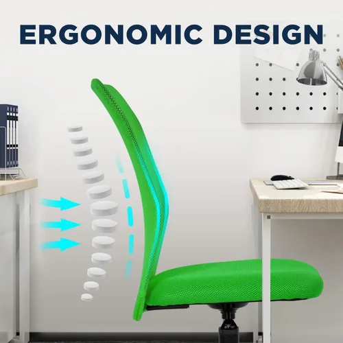 Vista 3 de Silla de oficina en casa de malla sin brazos, ergonómica, ejecutiva, ajustable, respaldo medio para mujer, pequeño, moderno, giratorio, escritorio