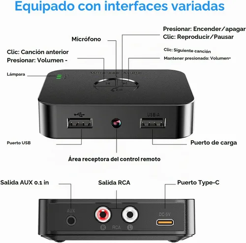 Vista 5 de M2R - Receptor Bluetooth 5.4 para adaptador RCA para estéreo/altavoz/altavoz con cable/sistema estéreo de transmisión de música para el hogar