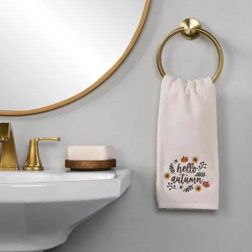 Vista 4 de SKL Home Juego de 2 toallas de mano bordadas con corona de otoño y Acción de Gracias, 100% algodón, decoración para baño, cocina, bar y regalo