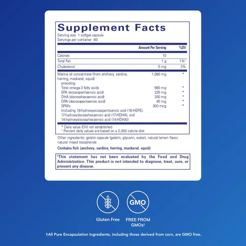 Vista 2 de Pure Encapsulations Pro-Resolve Omega, 60 cápsulas de cápsulas blandas Ácidos grasos omega-3 para la salud cardiovascular*, apoya la homeostasis