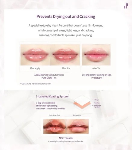Vista 8 de Heart Percent Dote On Mood - Tinte puro brillante, acuoso y ligero, hidratante para labios, lápiz labial líquido de larga duración, 0.26 onzas, #01