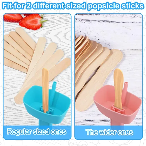 Vista 5 de AIERSA Juego de 12 soportes para paletas y fundas para paletas de hielo para niños, sin goteo, soporte de silicona para paletas con popote y fundas