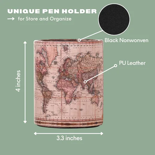 Vista 5 de Soporte para lápices para escritorio, soportes de cuero sintético para cosméticos, suministros de oficina, regalos antiguos para hombres, novio