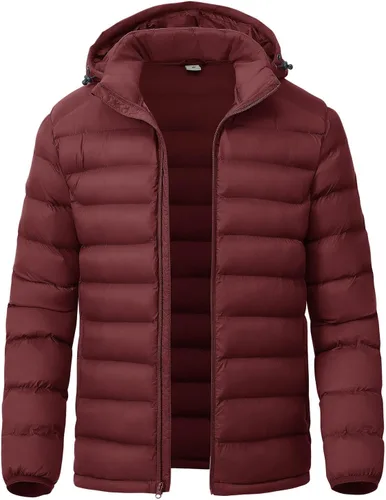 Vista 10 de YSENTO Men's Down Alternative Jackets Lightweight Water-Resistant Winter Insulated Puffer Coat Detachable Hood