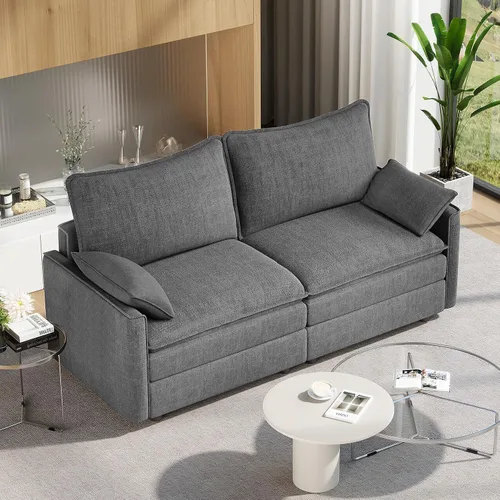 Vista 15 de Vesgantti Sofá modular de 108 pulgadas, cómodo sofá de nube con asiento profundo otomano movible, sofá modular en forma de L, sofás seccionales