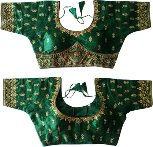 Vista 2 de Indian Hawker South Silk - Blusa de manga corta para mujer, diseño de sari