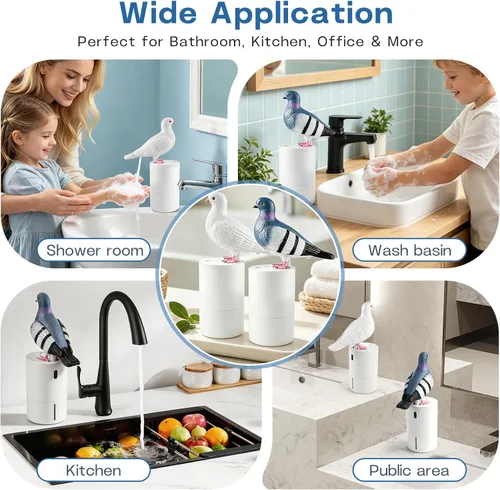Vista 6 de Dispensador de Jabón de Espuma Bird of Peace - Divertido Lavamanos de Inducción de Caca de Paloma Dispensador Automático de Jabón para Cocina y Baño