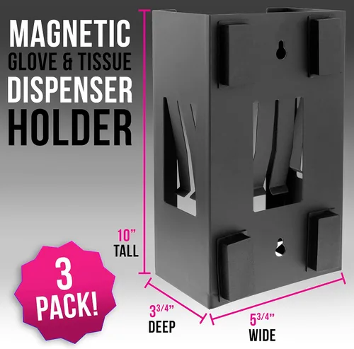 Vista 2 de TCP Global Soporte para guantes para montaje en pared (paquete de 3), dispensador de guantes, soporte de caja de pañuelos para montaje en pared