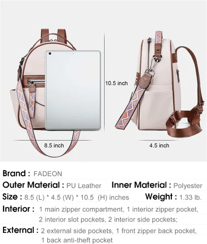 Vista 7 de FADEON Bolsos cruzados para mujer y bolso mochila Colección Blanca