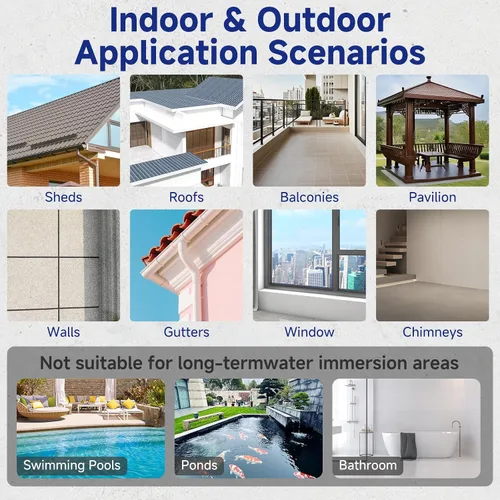 Vista 6 de Adhesivo impermeable transparente, sellador impermeable invisible de 17.5 onzas para techos, paredes, baño, ducha, alféizares de ventanas, pintura