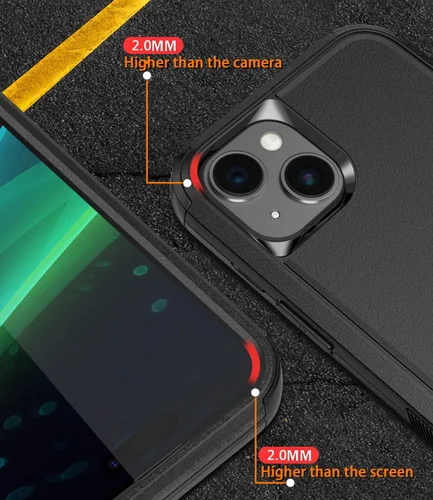 Vista 4 de Diverbox Funda para iPhone 15 [a prueba de golpes] [a prueba de caídas] [protector de pantalla de vidrio templado], funda de protección resistente