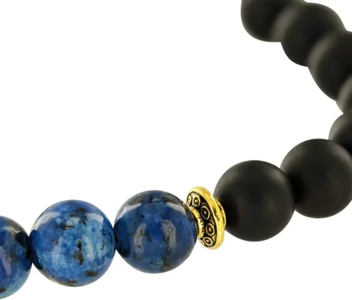 Vista 4 de Believe London Pulsera de piedra de ónix y lapislázuli en caja de regalo fuerte elástico sanación hombres mujeres piedras preciosas preciosas