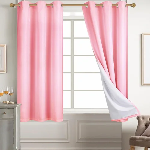 Vista 19 de Diraysid Cortinas 100% opacas de lino beige para dormitorio, con ojales, aislamiento térmico, cortinas de oscurecimiento de habitación