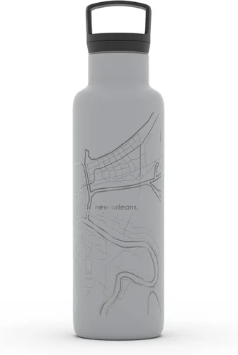 Vista 187 de Well Told Botella de agua aislada con mapa de Washington DC grabado, botella de acero inoxidable grabada (21 onzas, blanco) botella aislada de mapa