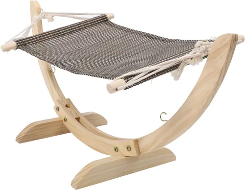 Vista 3 de Cat Hammock Bed, Elevated Comfortable Breathable Wooden Cat Bed, Raised with Removable Washable Cover for Indoor Cats Small Dogs Kittens