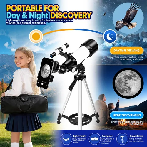 Vista 7 de Telescopio de 2.756 in para niños y adultos principiantes