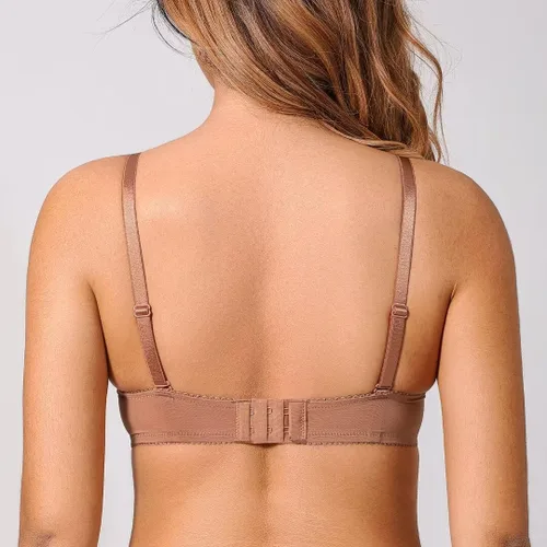Vista 4 de Deyllo Sujetador de encaje Balconette para mujer, con aros, sin forro, transparente, sin relleno, transparente
