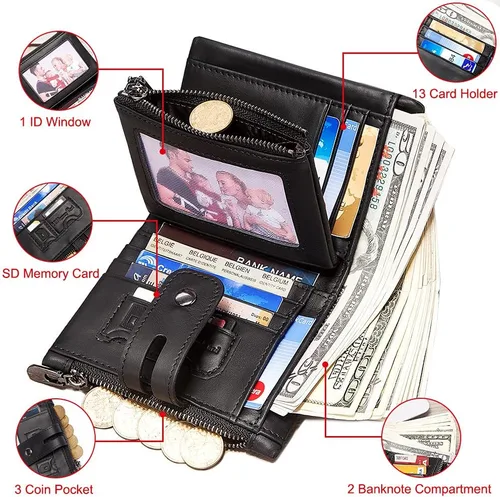 Vista 3 de bill heart Billetera BH0002-Cadena, Negro -, Compacto