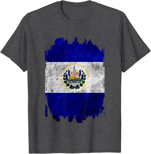 Vista 29 de Camiseta con bandera de El Salvador de El Salvador con diseño de bandera de El Salvador, Negro, S