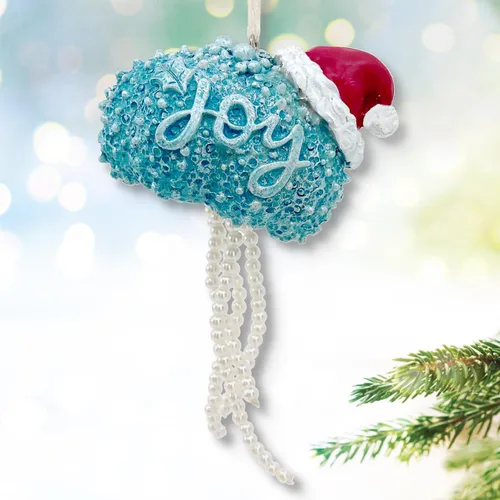 Vista 5 de Adornos de Navidad costeros – Caballito de mar, medusa, pulpo, decoración de árbol de playa, juego de 3