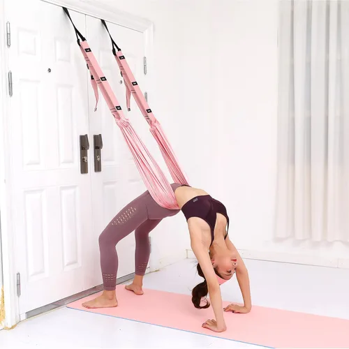 Vista 4 de Tchrules - Correa de estiramiento de piernas, cinturón de entrenamiento para hiperextensiones con anclaje para puerta, equipo de entrenamiento