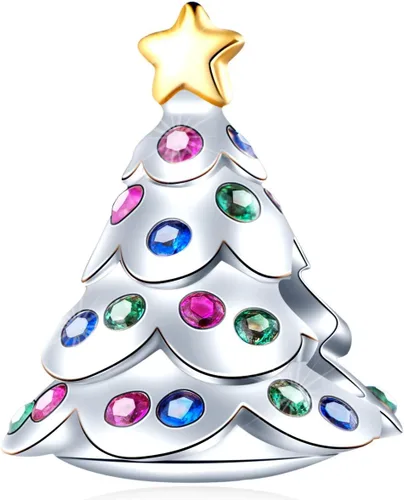 Vista 8 de Juego de dijes de Navidad para pulseras de Navidad Pandora, dijes de árbol festivo y árbol familiar de la vida, juego de joyas en plata de ley 925