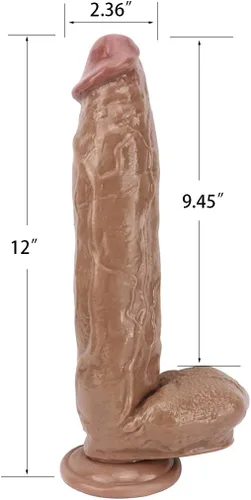 Vista 2 de Consolador realista de 12 pulgadas, juguetes sexuales sexuales para adultos con fuerte ventosa para manos libres, realistas para estimulación anal