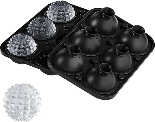 Vista 17 de Samuelworld - Gran molde para bolas de hielo con tapa, bolas de hielo de 6 x 2,5 pulgadas - Sin BPA, bandeja de hielo redonda de silicona fácil