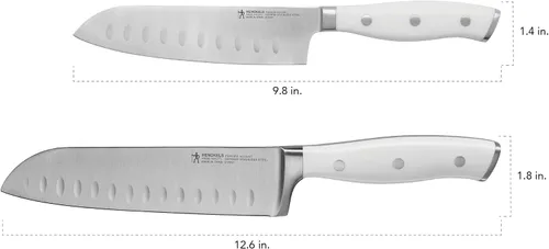 Vista 3 de HENCKELS Forged Accent Razor-Sharp - Juego de cuchillos Santoku de 2 piezas, mango blanco, ingeniería alemana respaldada por más de 100 años