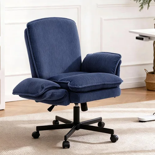 Vista 13 de Silla Criss Cross con ruedas y reposabrazos, cómoda silla de escritorio Verde