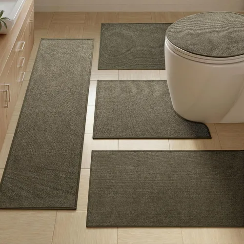 Vista 26 de YIHOUSE Tapete de baño antideslizante, absorbente, de secado rápido, para el suelo del baño, delgado, para debajo de la puerta, lavable de pelo bajo