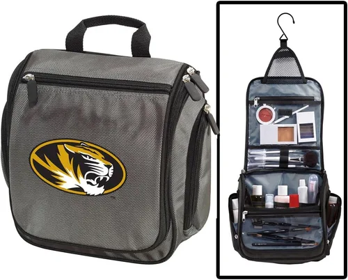 Vista 4 de Bolsas de aseo de la Universidad de Missouri o kit de afeitado Mizzou para hombres, bolsa de viaje colgante para la noche, Gris, Organizador