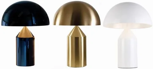 Vista 3 de Lámpara de mesa con enchufe, lámpara de mesa con forma de cúpula de estilo contemporáneo, lámpara de mesa de metal con 3 luces de hongo para Negro