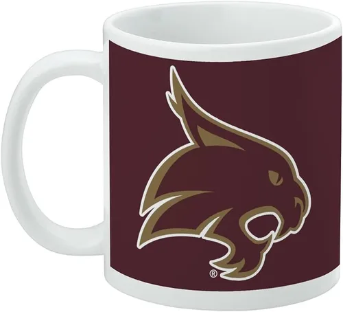 Vista 3 de Taza de café de cerámica con logotipo de la Universidad Estatal de Texas, tazas de regalo novedosas para café, té y bebidas calientes, 11 onzas