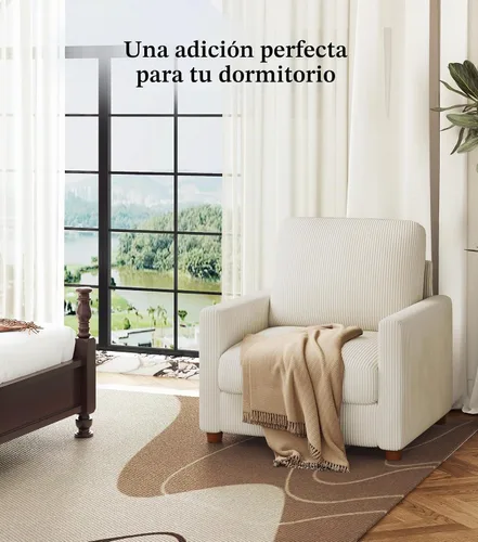 Vista 8 de Kidirect Silla de acento extragrande de 35.5 pulgadas, sillas de sala de montaje fácil, silla de lectura de pana para dormitorio, sillas de acento