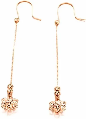 Vista 3 de MC Creative New In 585 Purple Gold Fashion Long Hollow Snowflake Earrings For Women Plated 14K Rose Gold Engagement Jewelry Gift