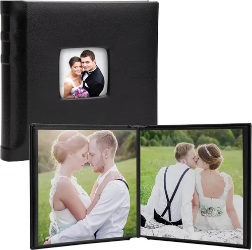 Vista 15 de Neil Enterprises Inc. Álbum de fotos autoadhesivo de cuero negro de 2.5 x 3.5 pulgadas, capacidad para 10 fotos