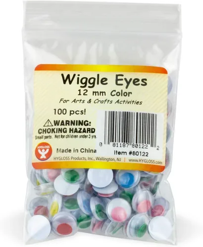 Vista 8 de Hygloss Productos Ojos Googly Eyeball de plástico - Ideal para artes y manualidades - No adhesivo - Pegar - Negro - Tamaño 0.394 in - Paquete
