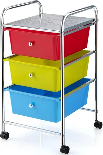 Vista 17 de Giantex Carro Organizador con 6 Cajones, con Ruedas, para Herramientas, Papel de Recortes, Hogar, Oficina, Escuela, Carro Utilitario Móvil Multiusos
