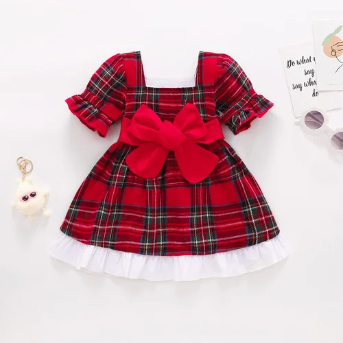 Vista 2 de Vestido de Navidad para bebé niña, vestido rojo de princesa de Papá Noel, vestido rojo festivo, vestido de fiesta de Año Nuevo