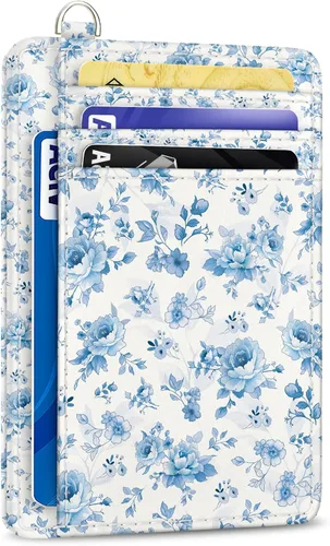Vista 39 de Yonlevres Cartera delgada para tarjetas de crédito, cartera RFID para mujer, bolsillo frontal, soporte para tarjetas pequeñas, estuche para tarjetas