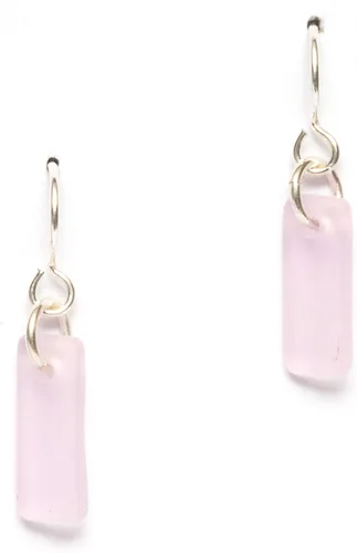 Vista 12 de Pendientes de cristal de mar Murmur - Pendientes de cristal de playa de alambre francés de ley para mujer de EcoSeaCo, utilizando