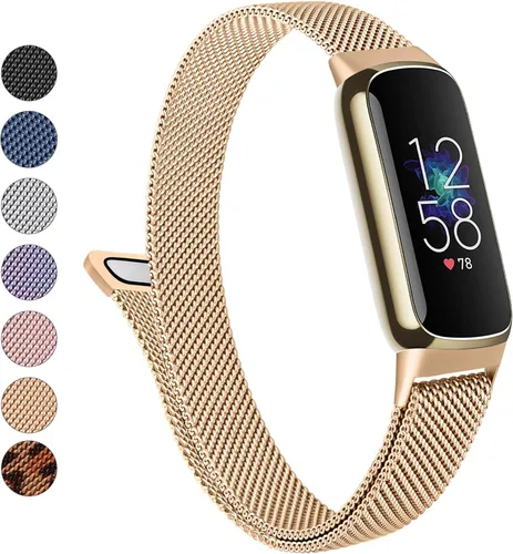 Vista 12 de Correa de metal para Fitbit Luxe para mujeres y hombres, correa de repuesto magnética ajustable de malla de acero inoxidable compatible con Fitbit