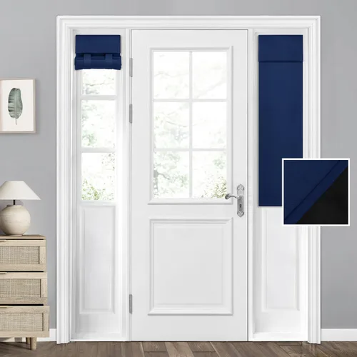 Vista 19 de HOMEIDEAS Cortinas 100% Opacas para Luces Laterales de Puerta Principal, Cubierta de Ventana de Puerta de Aula, Persianas de Privacidad