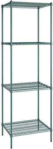 Vista 27 de Kit de 4 estantes de epoxi verde NSF de 21 x 72 pulgadas con postes de 86 pulgadas, estantería de almacenamiento resistente, kit de estantería