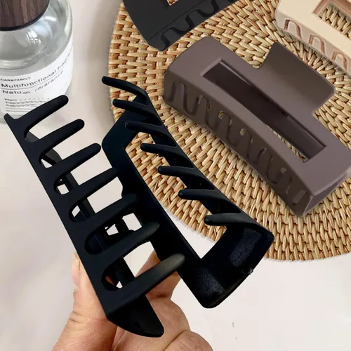 Vista 3 de Paquete de 6 pinzas para el cabello de 4 pulgadas para cabello grueso, pinzas de pelo mate grandes para mujeres, pinzas de plátano de sujeción fuerte