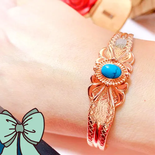 Vista 2 de SCVIYRUN Pulsera de cobre utilizada para tamaño ajustable una pulsera de cobre puro para mujeres