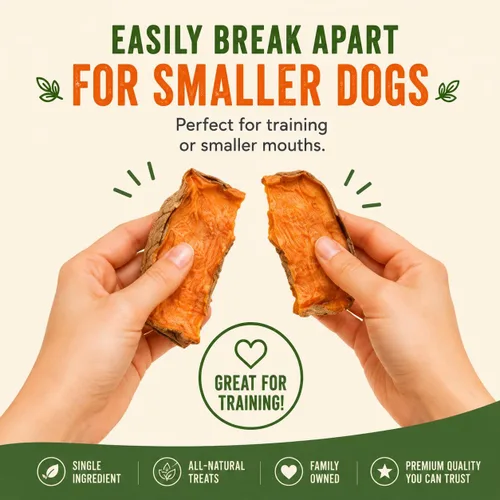 Vista 5 de Gaines Family Farmstead Golosinas para perros, bolsa de 8 onzas, masticables de batata de un solo ingrediente para perros, alternativa de cuero