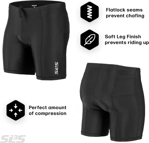 Vista 23 de SLS3 Pantalones cortos de triatlón para hombre – Tri Shorts para hombre – 2 bolsillos FRT – Diseñado por atletas para carreras